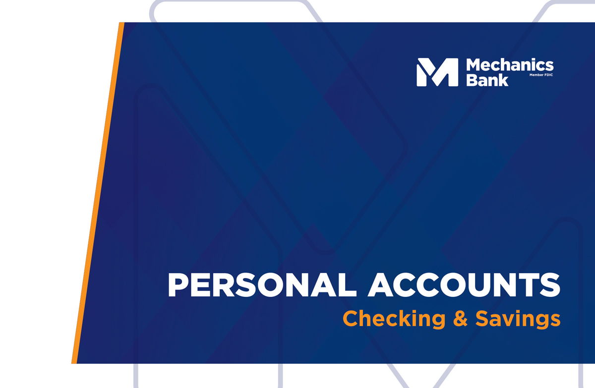 Mechanics Bank Personal Accounts booklet